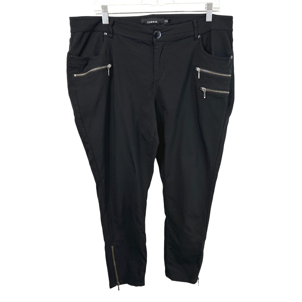 Torrid Plus Size 16 Pants Black Skinny Ankle Zip Moto Goth Grunge Edgy 1465